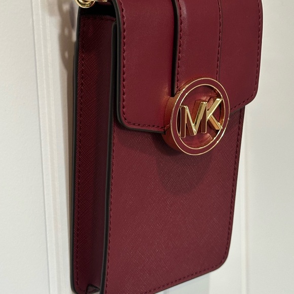 Michael Kors Carmen Burgundy and Gold Crossbody Bag - Picture 16 of 16